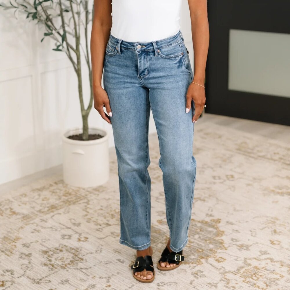 Corrine Mid Rise Control Top Vintage Straight Jeans - NWOT